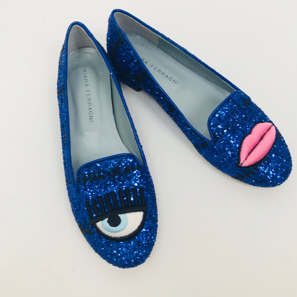 Chiara Ferragni Glitter Eye Mouth Flats